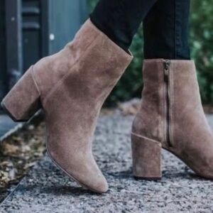 WISHBONE Suede Ankle Boots - Taupe